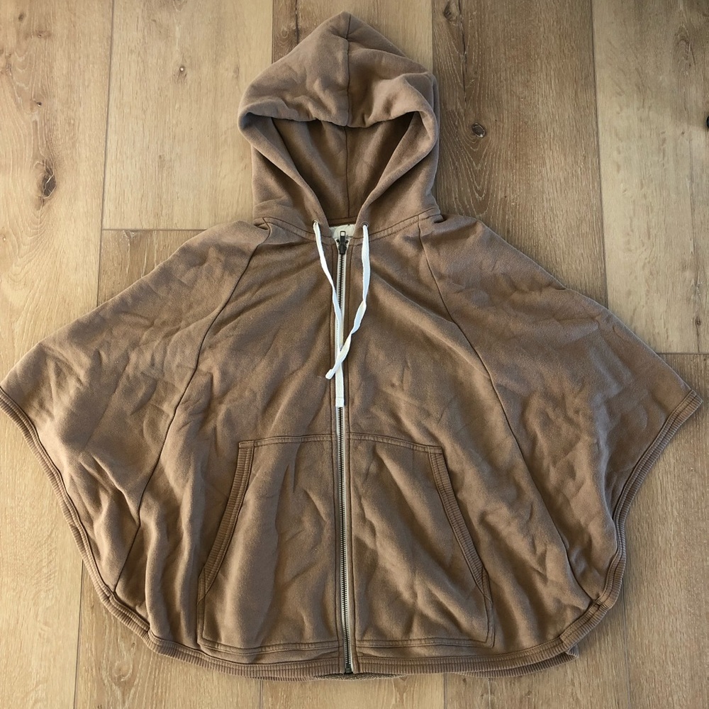 Wilfred free by aritzia camel hooded poncho sweatshirt